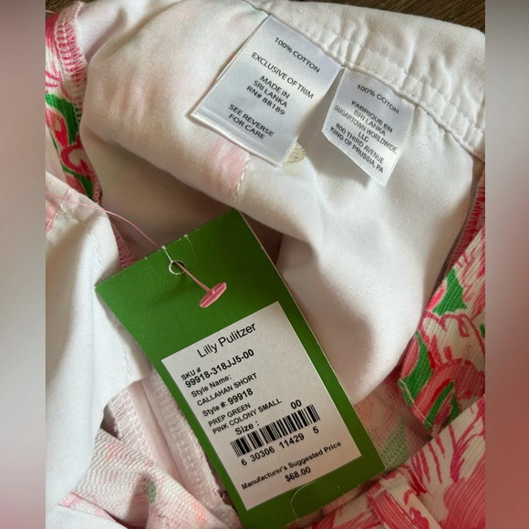 Lilly Pulitzer Women's Callahan Shorts Green Pink Colony Flamingos Size 00 NWT - Picture 3 of 7